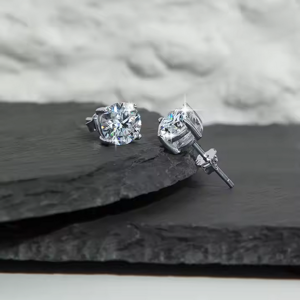 1 Carat Moissanite Diamond Stud Earrings - Color D, VVS1 Clarity, Sparkling Luxury