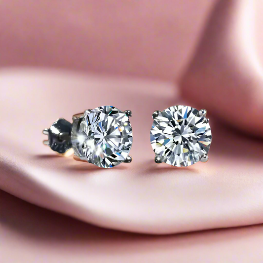 5 Carat Moissanite Diamond Stud Earrings - Color D, VVS1 Clarity, Sparkling Luxury