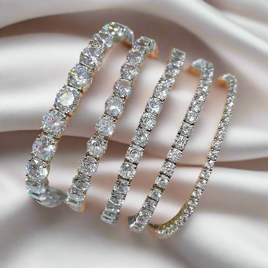 2mm Moissanite Tennis Bracelet – 6.5 Inch VVS1 Diamond Simulant | 925 Silver with 18K Gold Plating | Unisex Luxury Jewelry