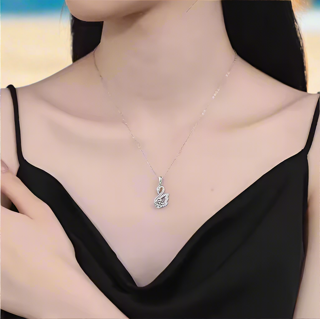 D Color Moissanite Swan Pendant Necklace – VVS1 Clarity | S925 Sterling Silver | Elegant Women’s Jewelry