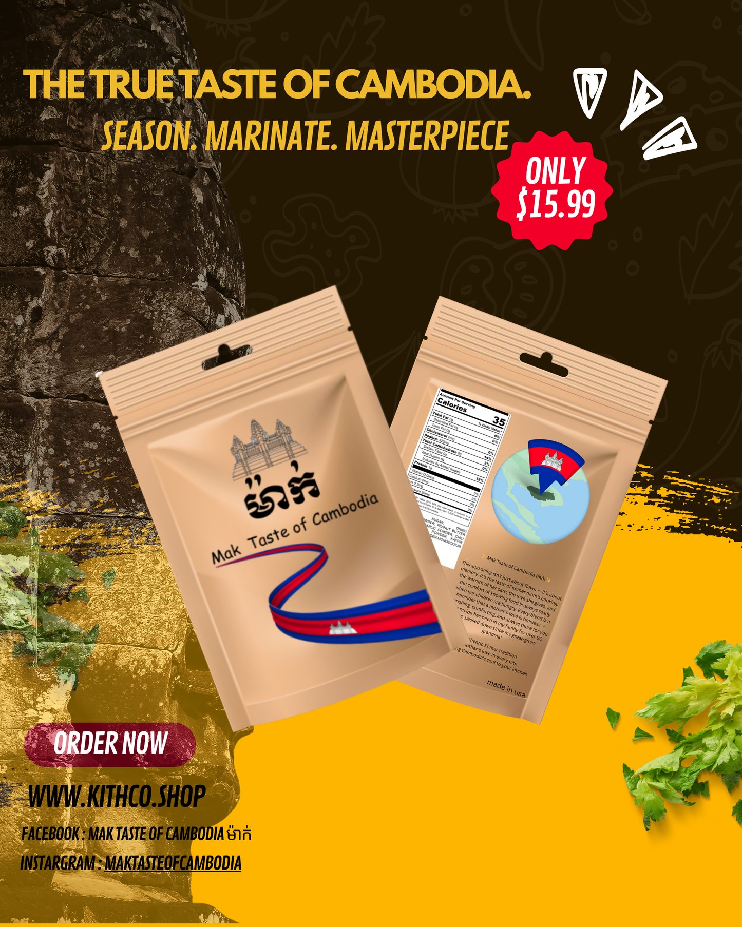Mak Taste of Cambodia | Authentic Khmer Seasoning & Marinade Made in USA