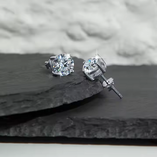 1 Carat Moissanite Diamond Stud Earrings - Color D, VVS1 Clarity, Sparkling Luxury