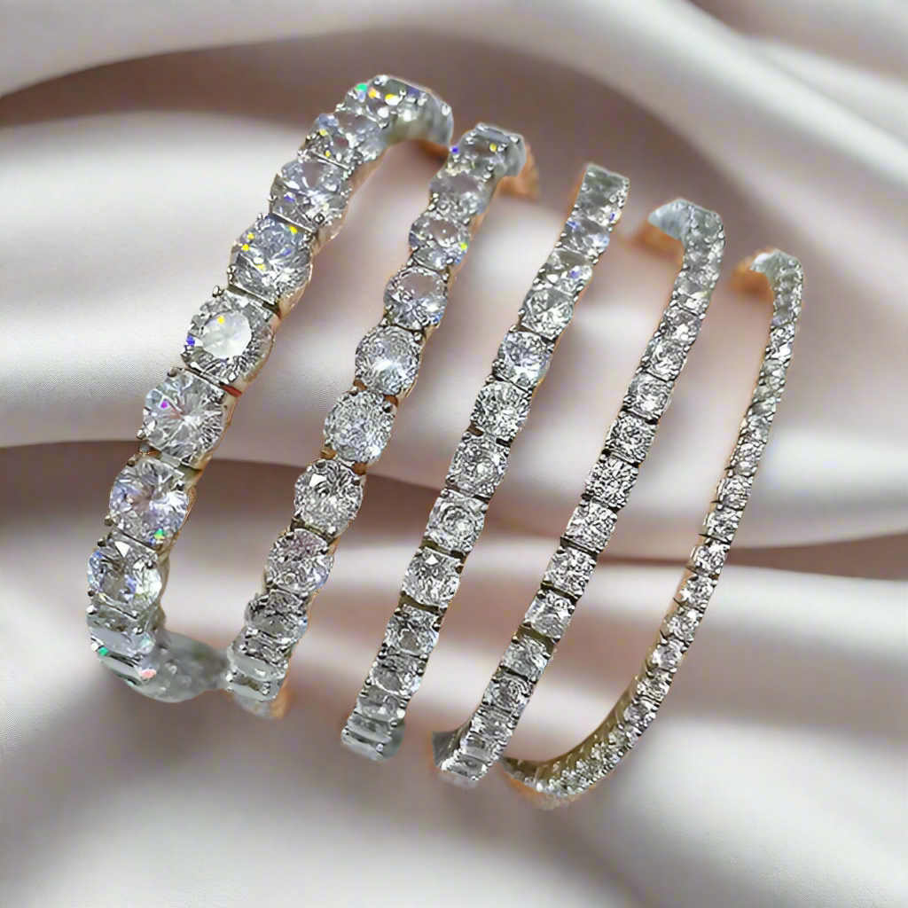 6.5mm Moissanite Tennis Bracelet – 6.5 Inch VVS1 Diamond Simulant | 925 Silver with 18K Gold Plating | Unisex Luxury Jewelry