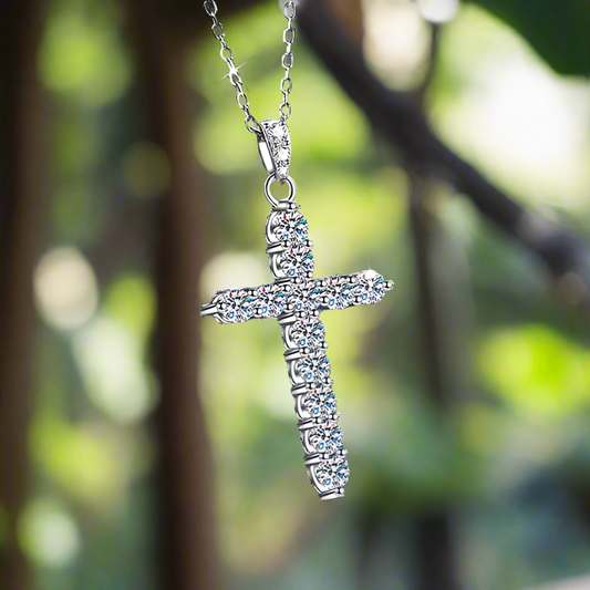 Cross Pendant Necklace with 1.2 carats  Lab-Created Moissanite Diamond – Unisex Elegant Jewelry